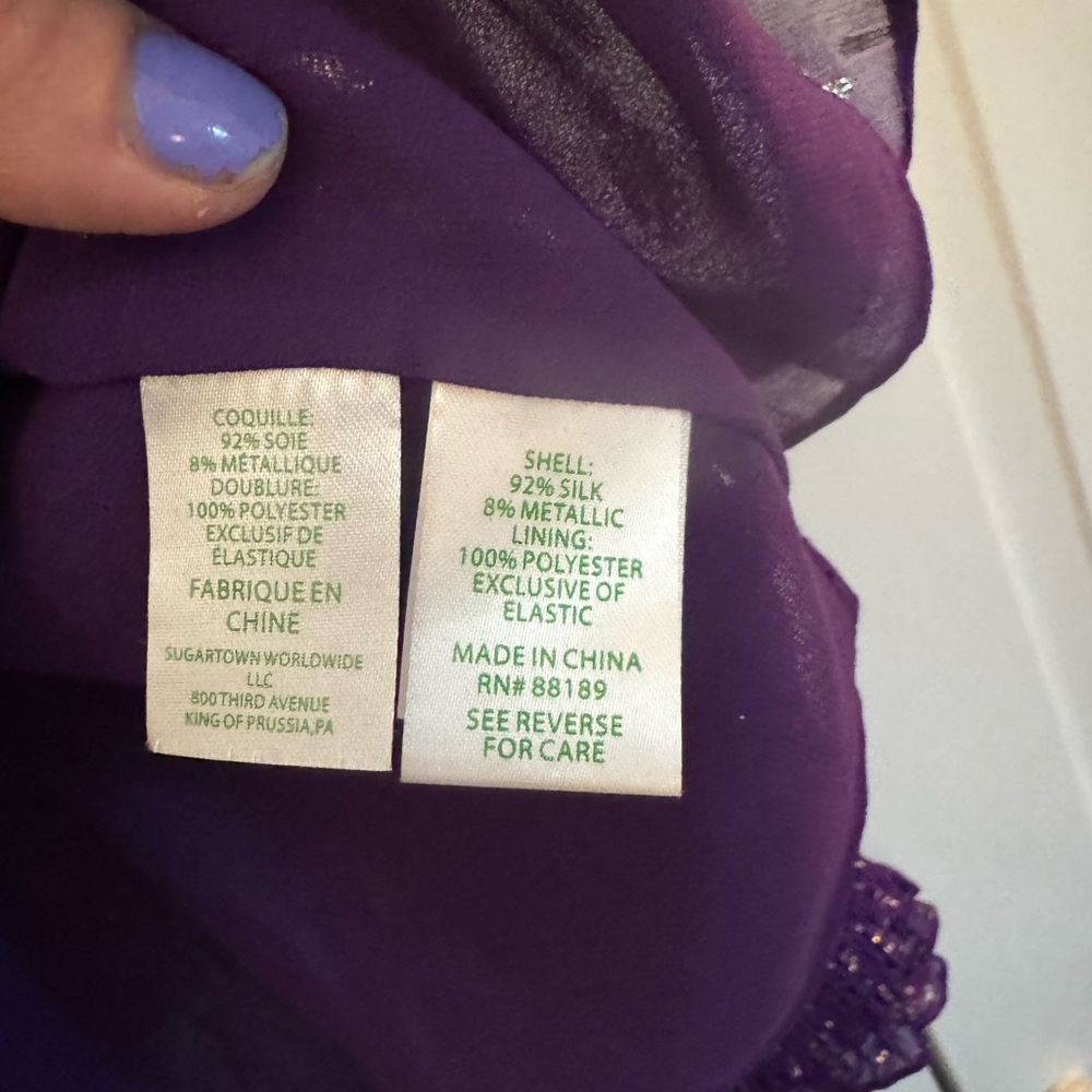 EUC Lilly Pulitzer Idina Long Sleeve Silk Top Purple Berry Fish Clip Chiffon - Picture 7 of 7